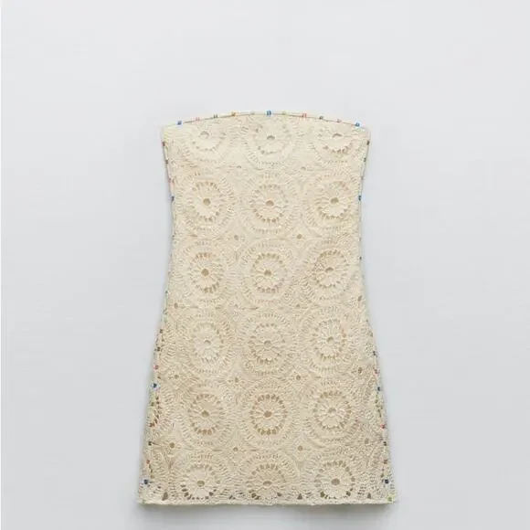 ZARA BLOGGER FAVORITE STRAPLESS CROCHET DRESS - Picture 10 of 12